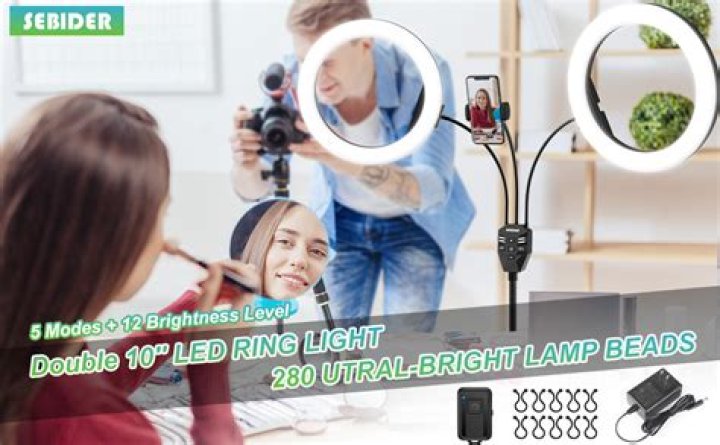 SEBIDER Dual 10 LED Ring Light with Extendable Tripod Stand